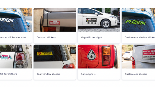 Various different car stickers available to customise your car