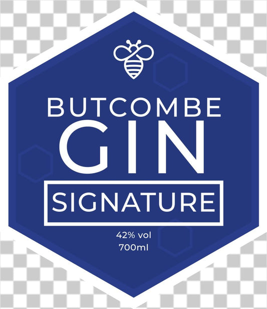 Hexagon honeycomb gin bottle label