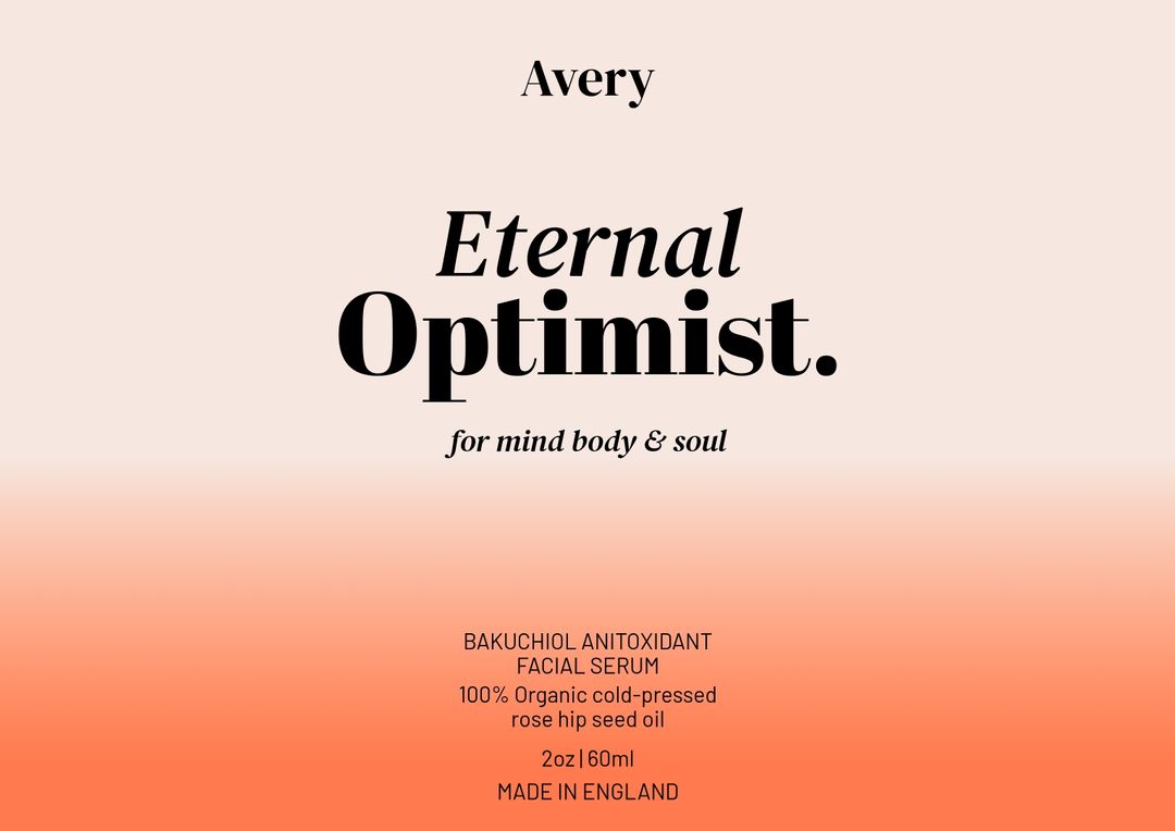 Vertical gradient facial serum label