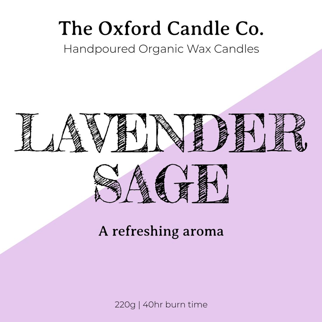 Modern abstract candle label Lavender Sage