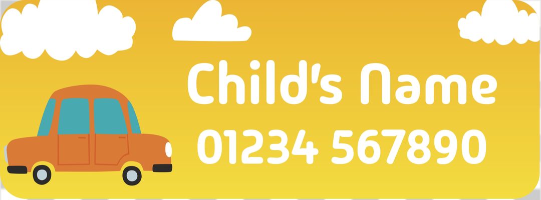 Car themed child's name sticker