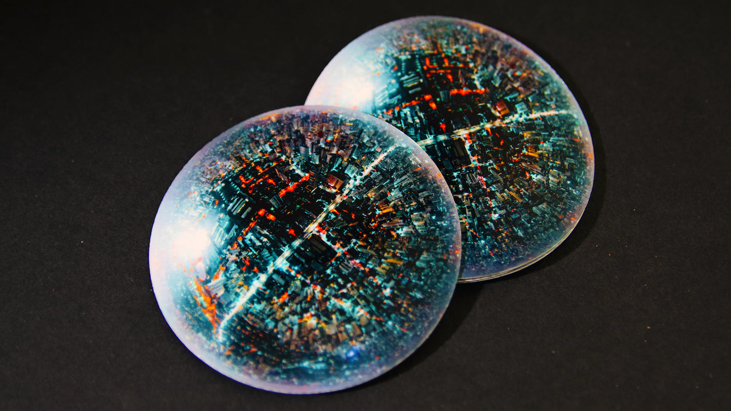 Circle magnet with city photo design