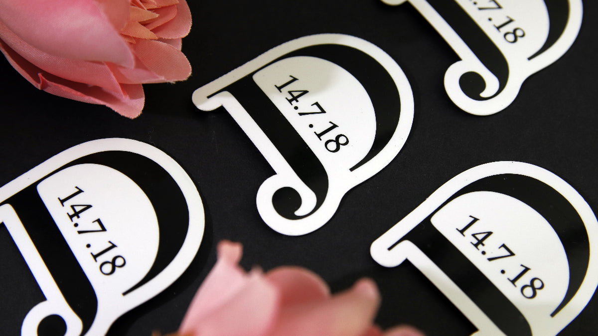 Die cut magnet jd save the date design simple