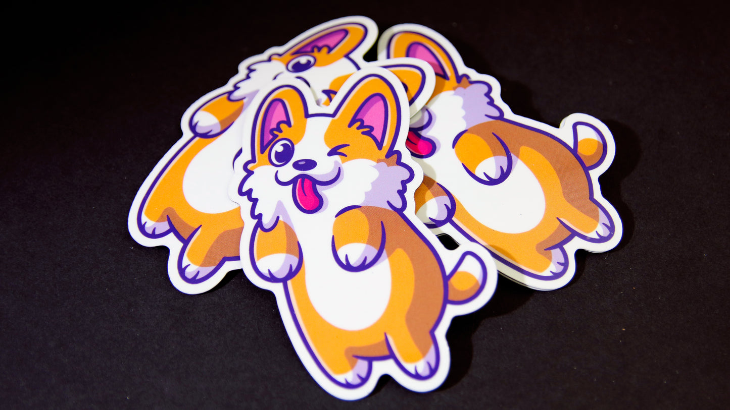 Die cut magnets with cute corgi logo