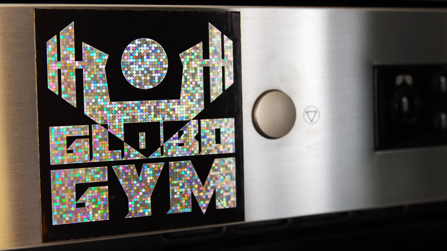 Square glitter magnet with Gym logo