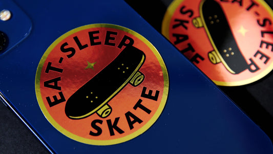 Eat sleep skate mirror gold sticker on a phone