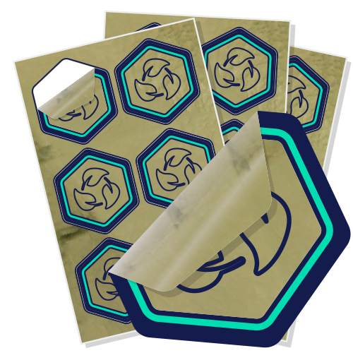 Eco-friendly gold labels product icon