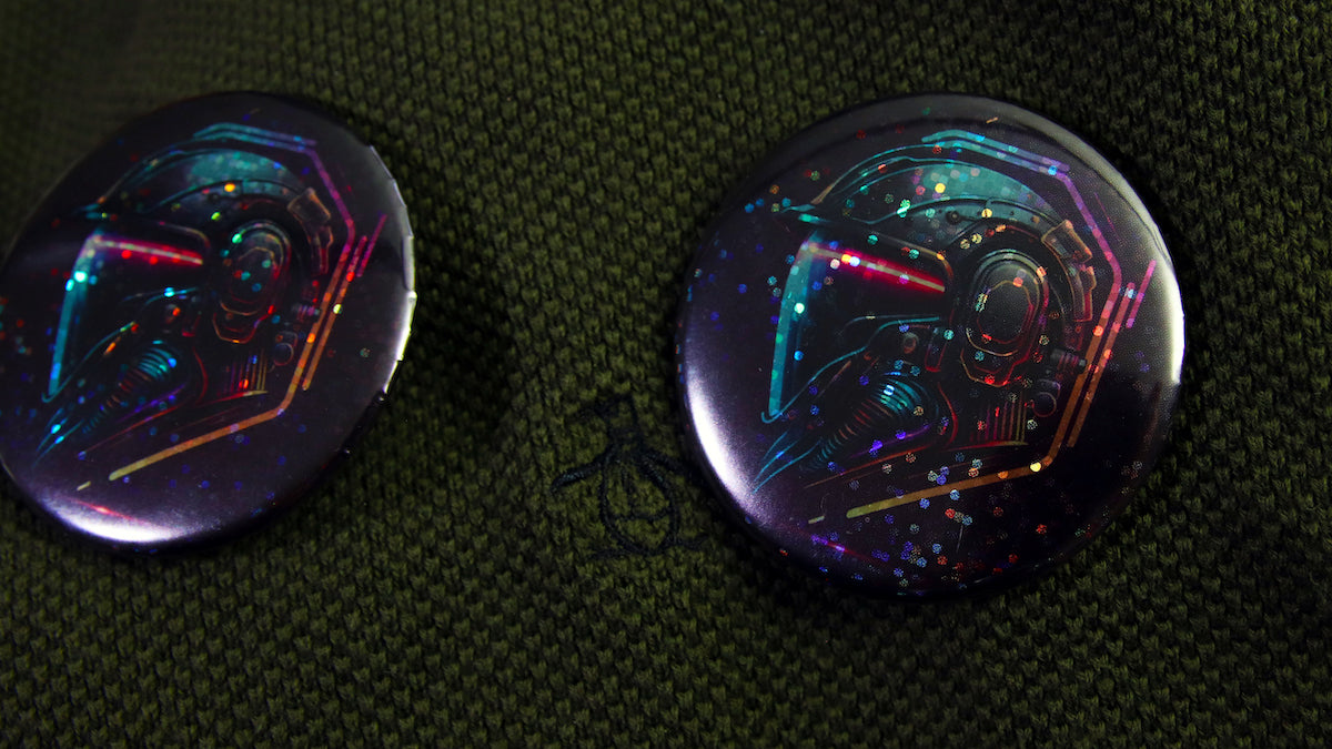 Glittery gaming space helmet design 58mm (2.25 inch) large