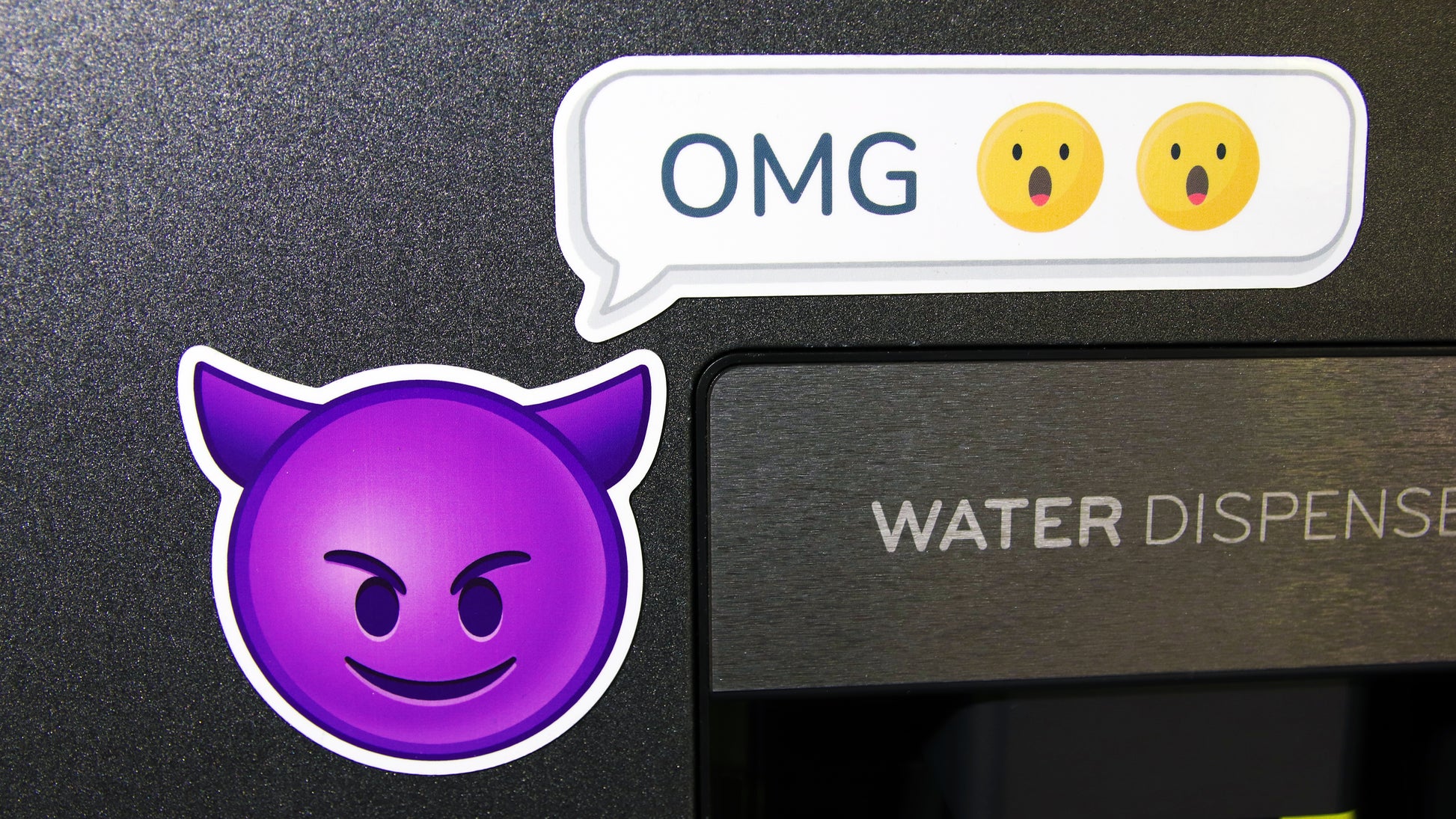 Cutie devil emoji magnet printed on white