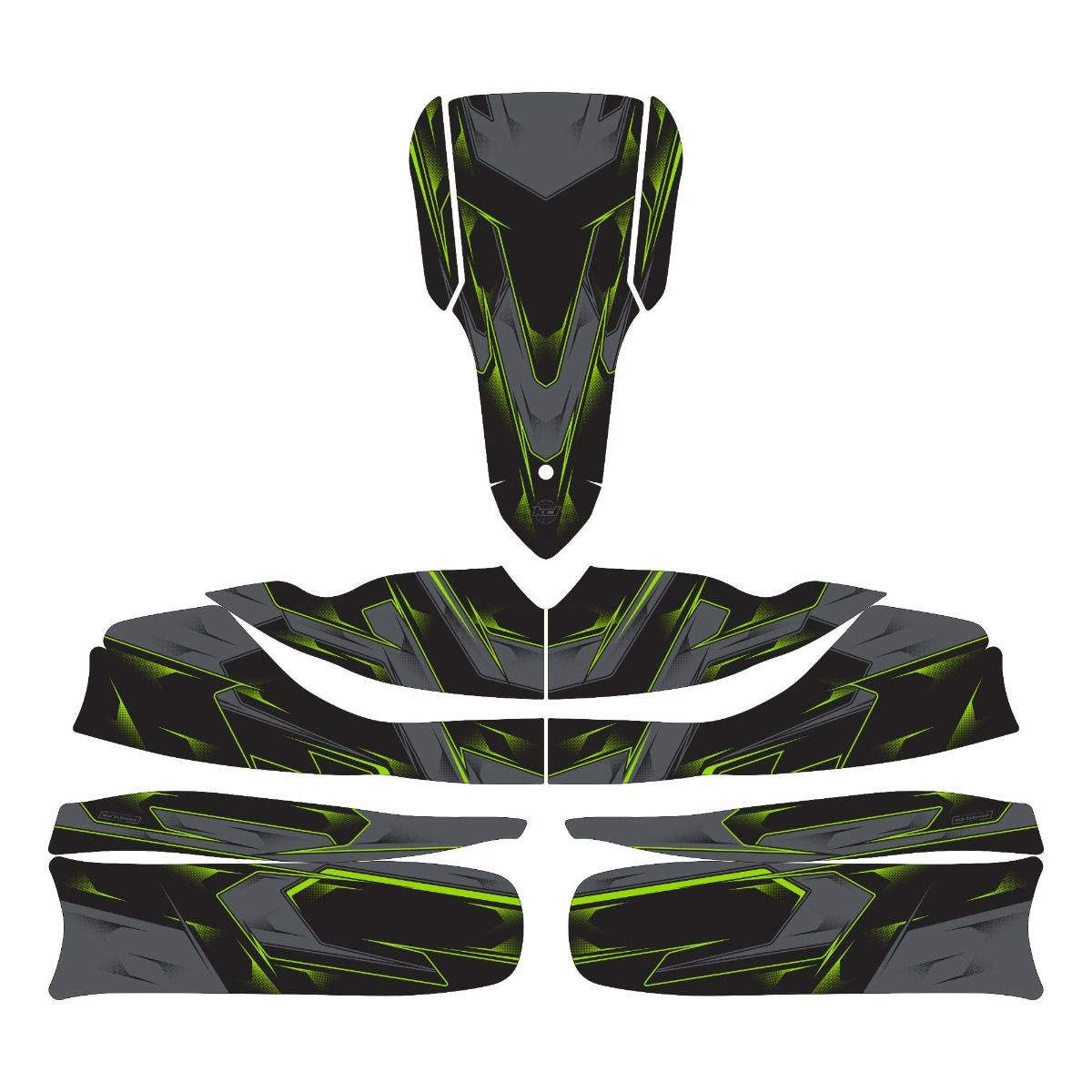 SCC Green Kart Graphics Kit Front Low View