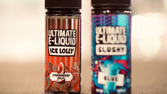 E-liquid mirror silver labels on vape bottles