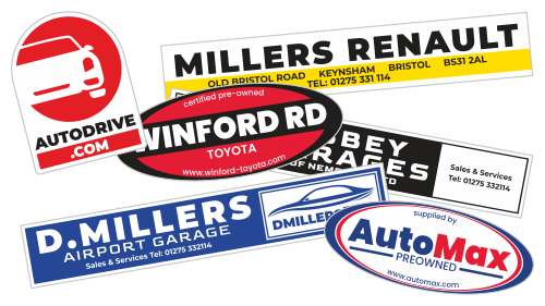 Car dealership stickers