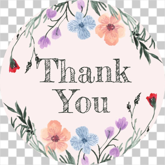 Floral wreath thank you sticker