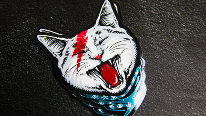 Die cut eco-friendly silver samples with cat design