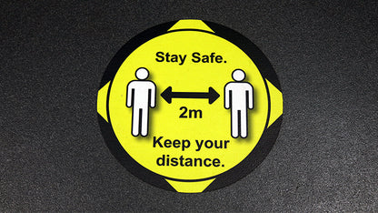 Round social distancing floor sample applied