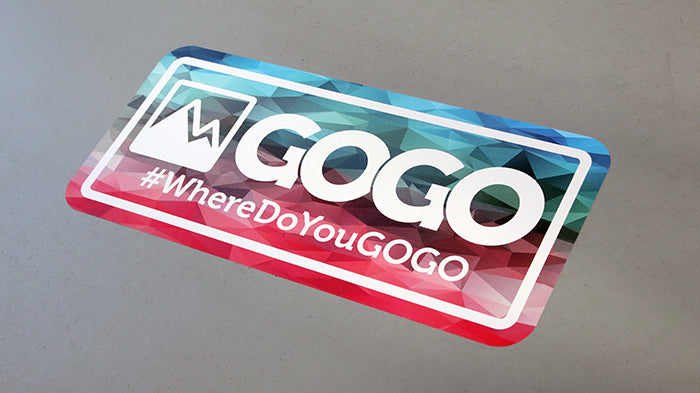 Rounded corner floor sample with gogo design applied